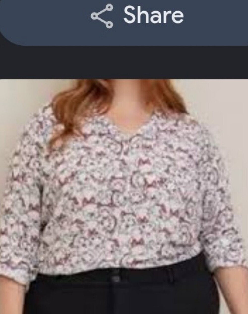 Torrid White Marie Print Long Sleeve Split-Neck Blouse Sz 4